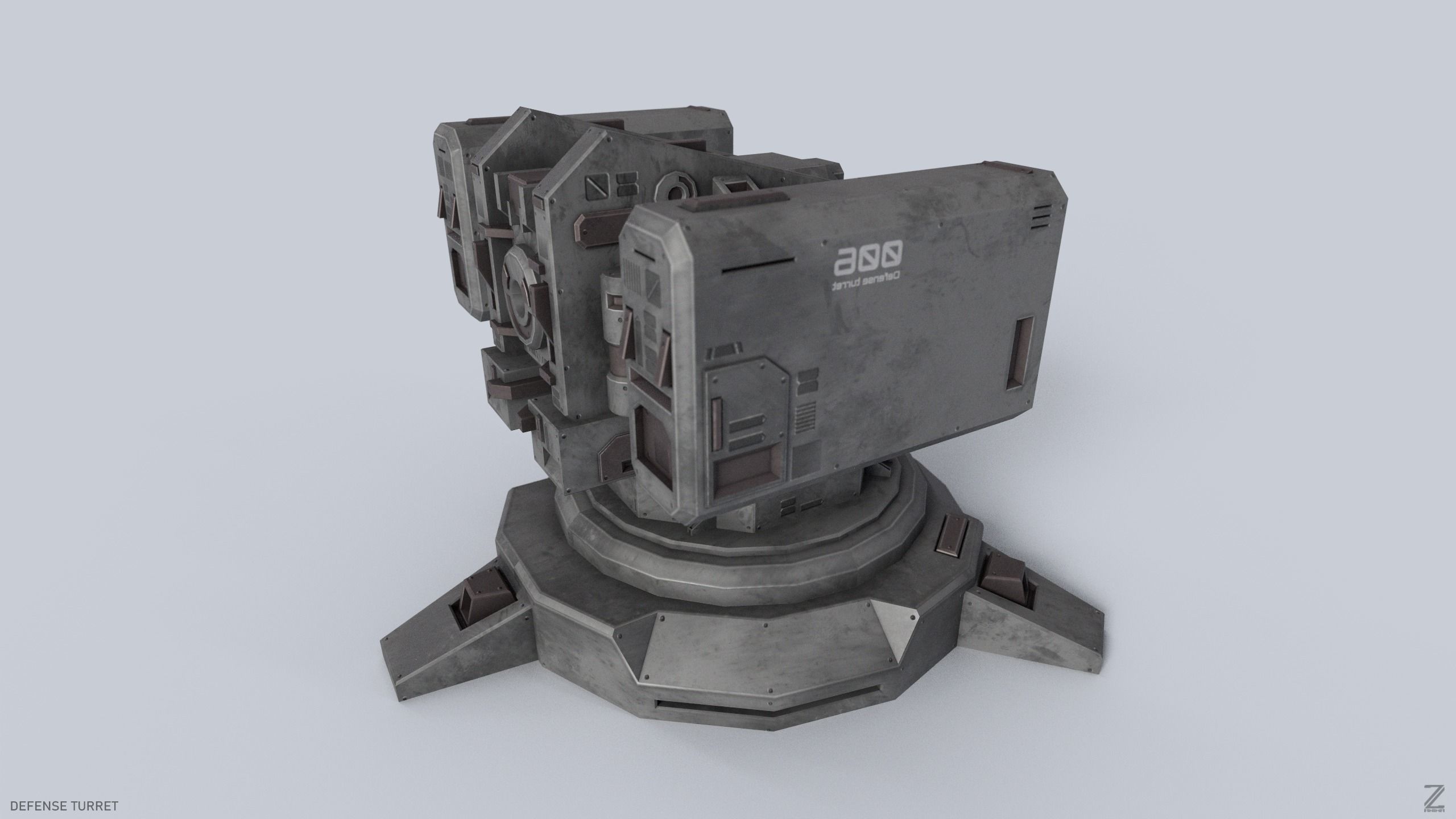 Defense turret Low-poly 3D model_4