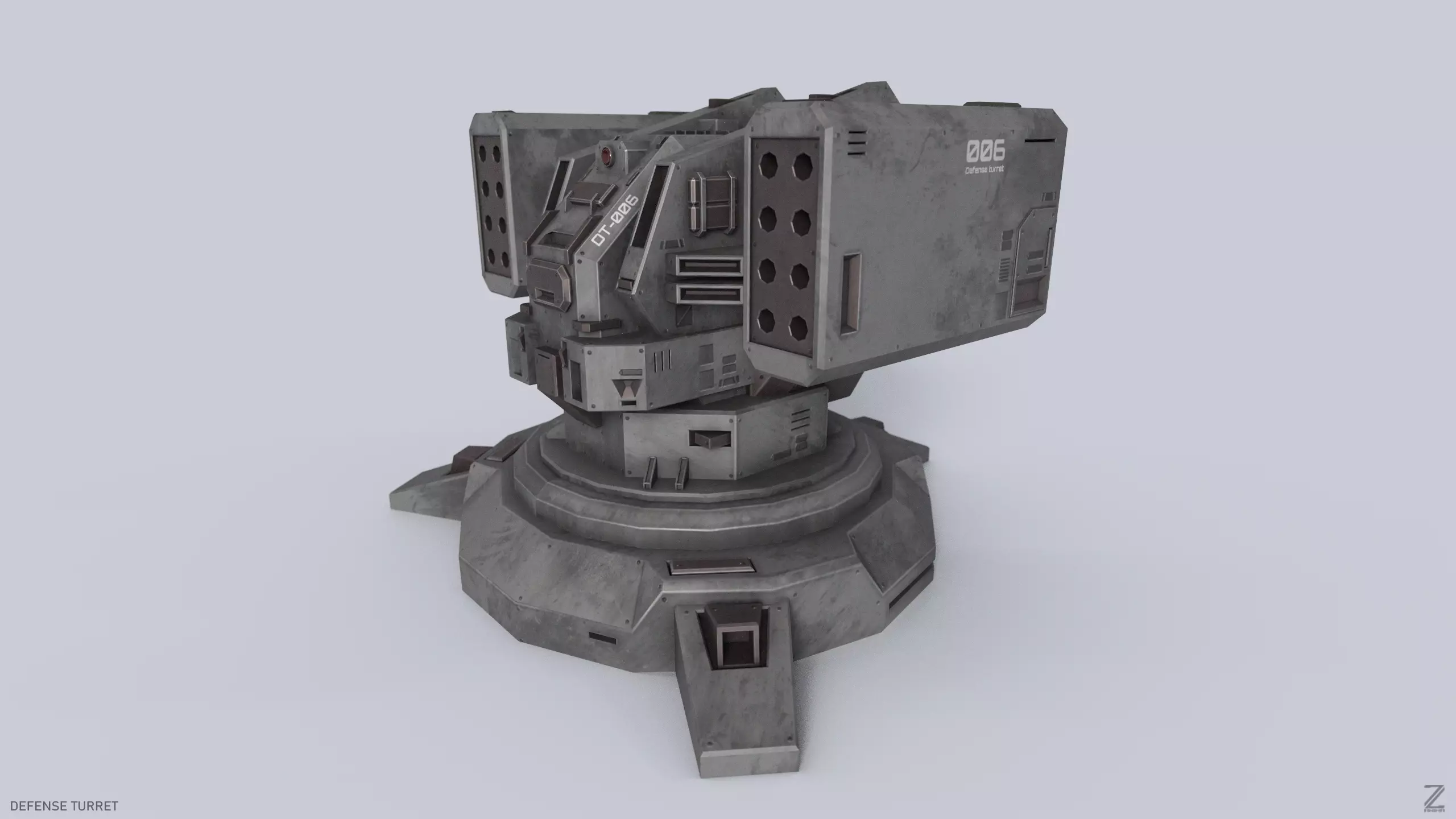 Defense turret Low-poly 3D model_0