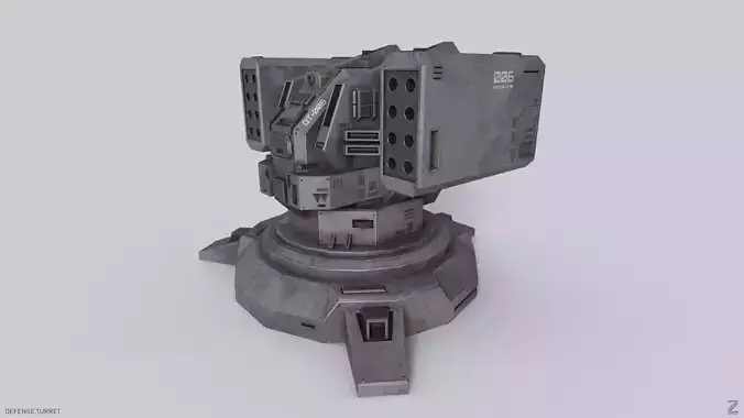 Defense turret Low-poly 3D model