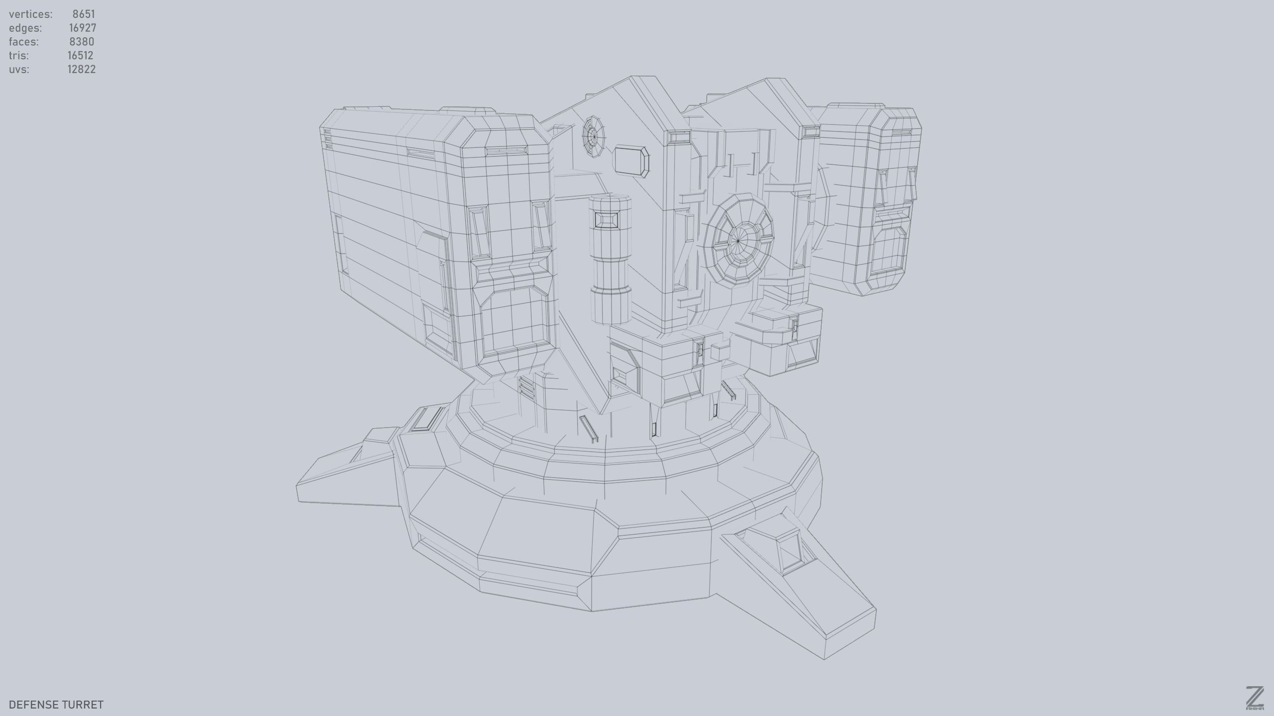 Defense turret Low-poly 3D model_9