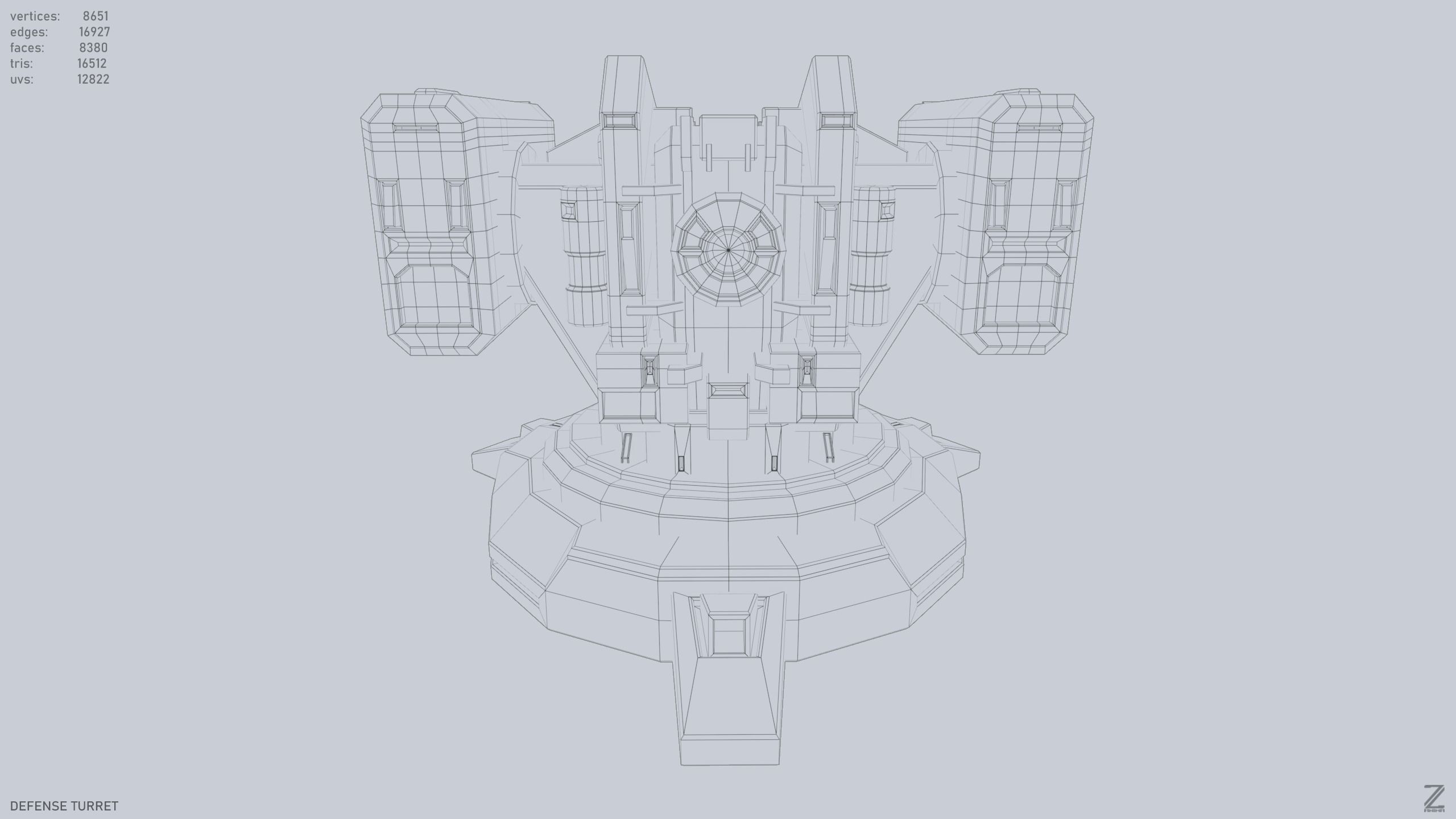 Defense turret Low-poly 3D model_10