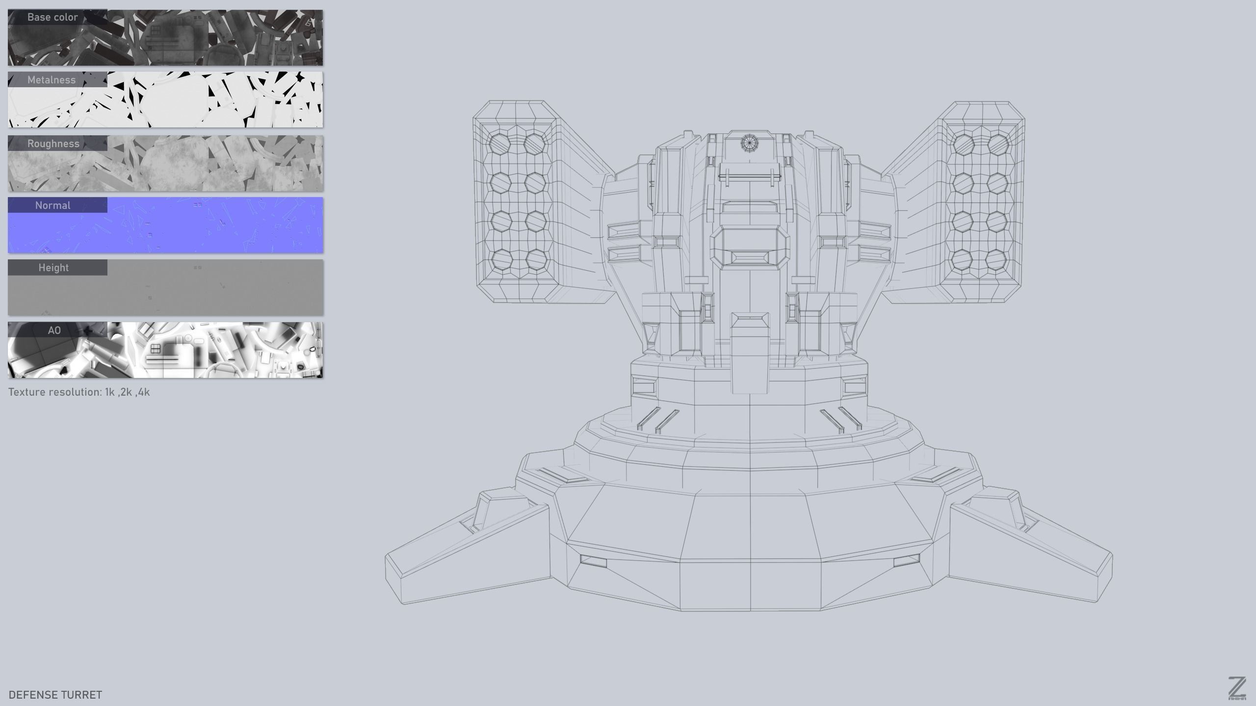 Defense turret Low-poly 3D model_2