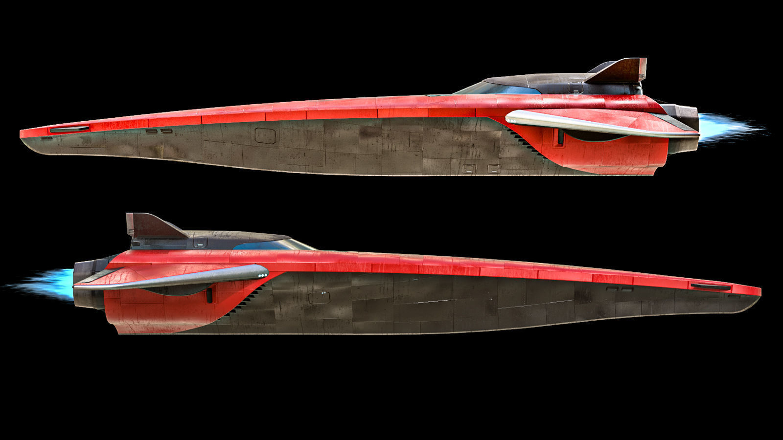 Sci-Fi Scout Spaceship Lowpoly Low-poly 3D model_2