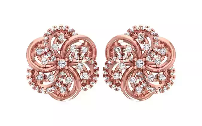 Women Stud Flower Earrings 3dm STL OBJ FBX Render Details