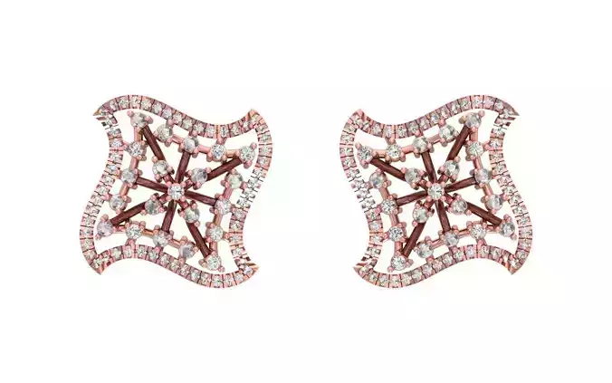 Women Stud Earrings 3dm STL OBJ FBX Render Details