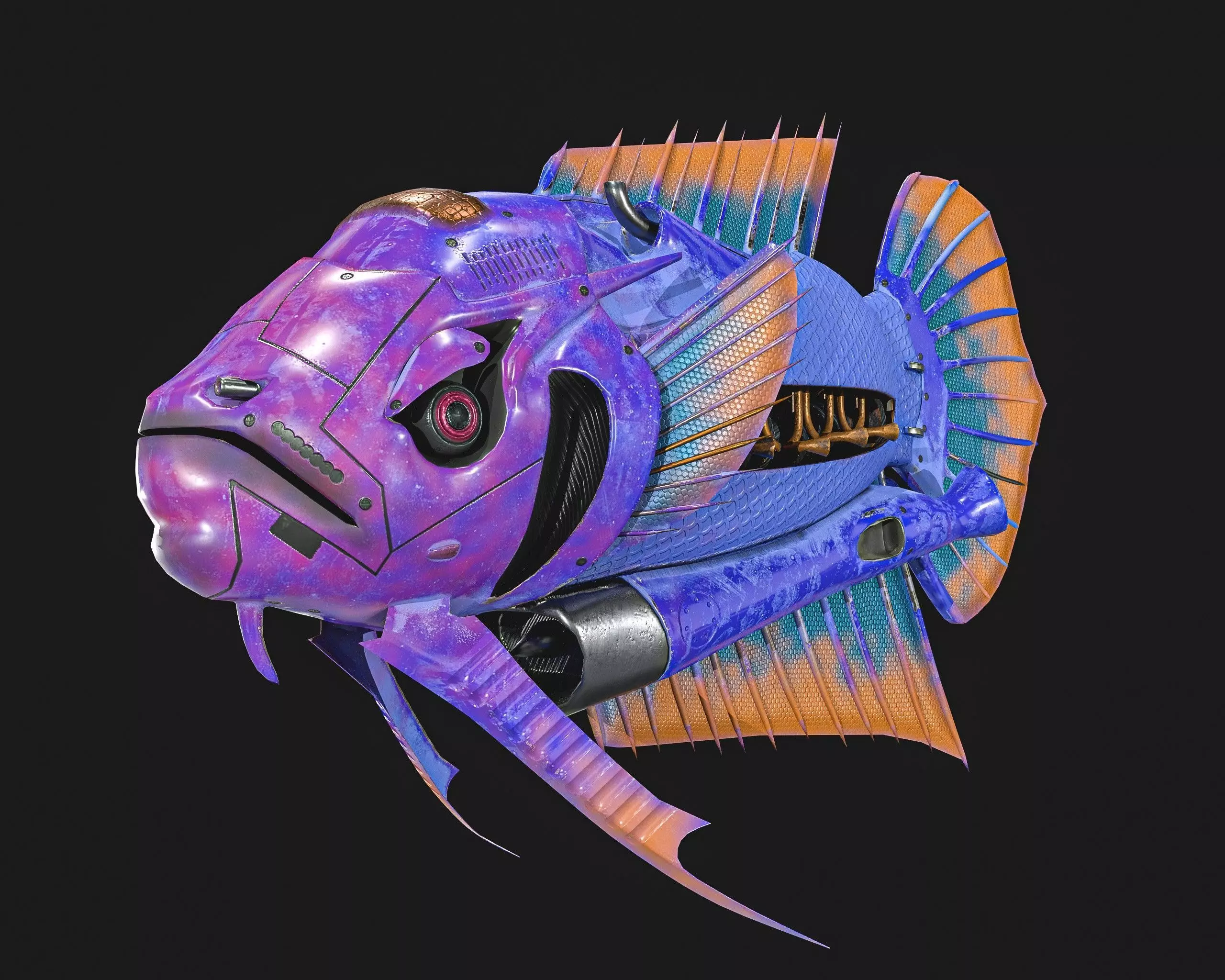Sci-fi Robot Fish Pack Low-poly 3D model