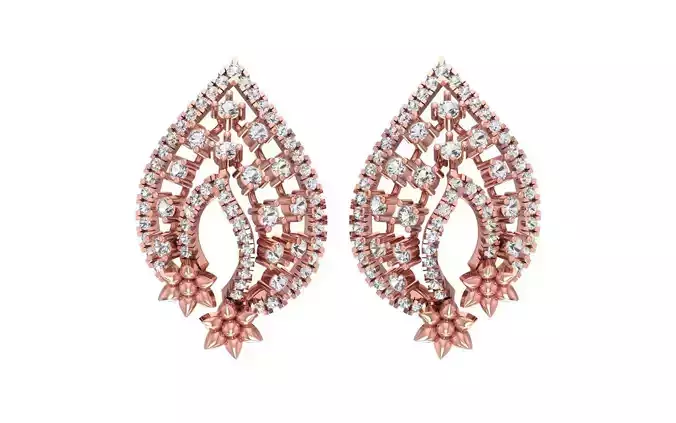 Stylish Women Flower Earrings 3dm STL OBJ FBX Render Details 3D print model