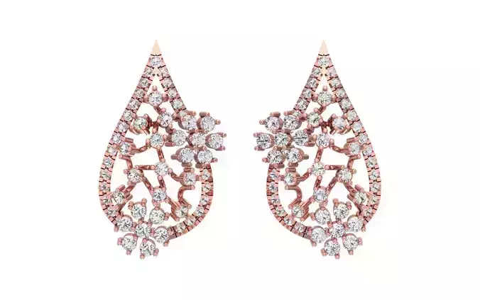 Women Pear Flower Earrings 3dm STL OBJ FBX Render Details 3D print model