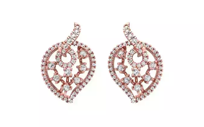 Women Heart Drop  Earrings 3dm STL OBJ FBX Render Details