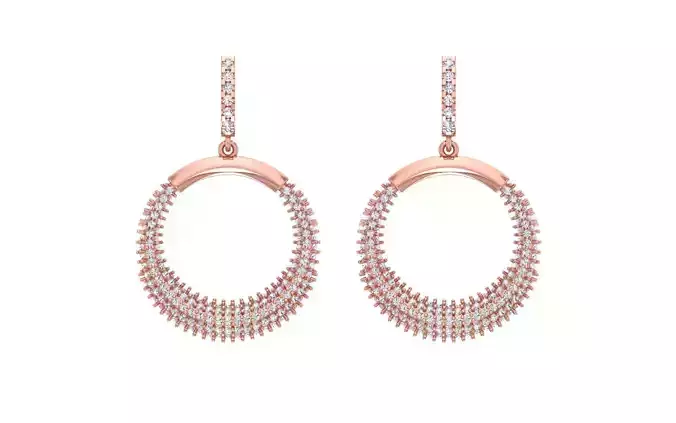 Women Round Drop  Earrings 3dm STL OBJ FBX Render Details