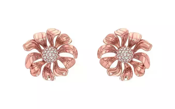 Women Flower Stud Earrings 3dm STL OBJ FBX Render Details 3D print model