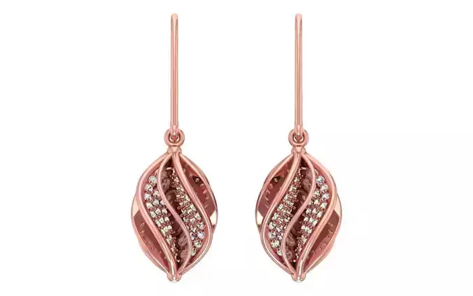 Marquise Shaped Drop Woman Earrings 3dm STL OBJ Render Details 3D print model