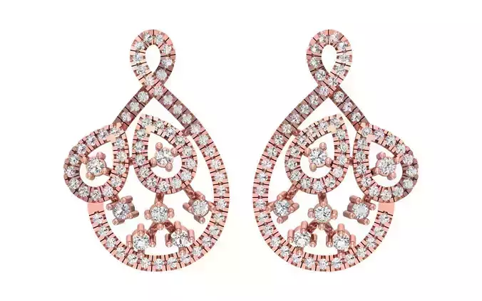 Pear Shaped Drop  Earrings 3dm STL OBJ FBX Render Details 3D print model