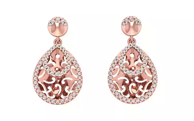 Women Drop  Heavy Earrings 3dm STL OBJ FBX Render Details