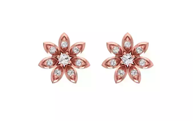 Solitaire Women Flower Stud Diamond Earring 3D print model