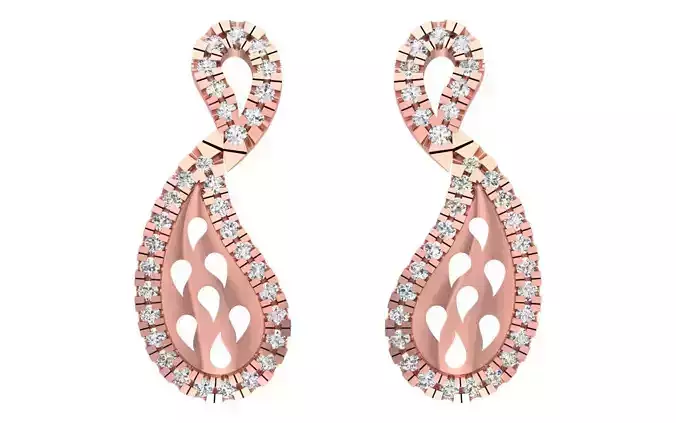 Bridal Drop  Earrings 3dm STL OBJ FBX Render Details 3D print model