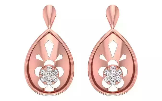 Pear Shaped Women Drop  Earrings 3dm STL OBJ FBX Render Details 3D print model