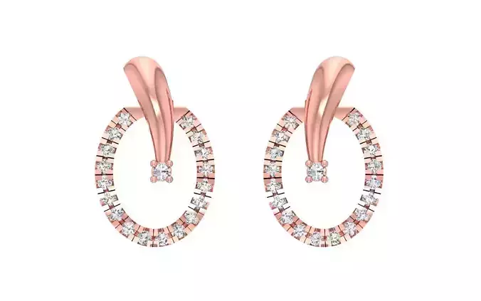 Round Women Earrings 3dm STL OBJ FBX Render Details