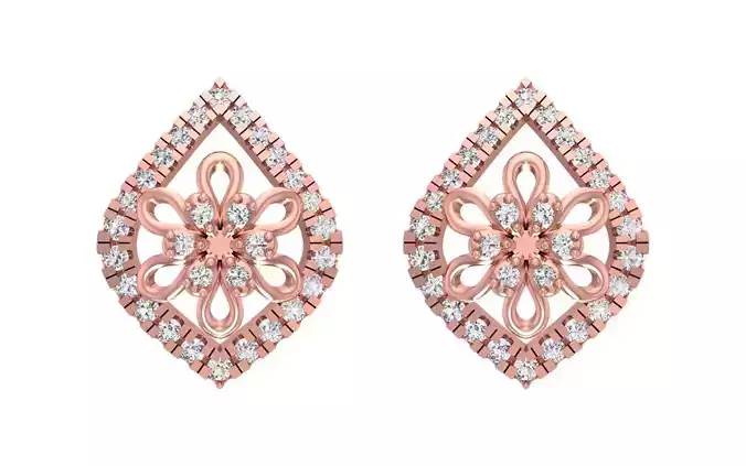 Flower Women Earrings 3dm STL OBJ FBX Render Details 3D print model