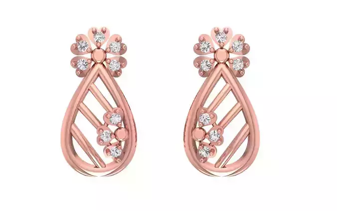 Fancy Women Earrings 3dm STL OBJ FBX Render Details 3D print model