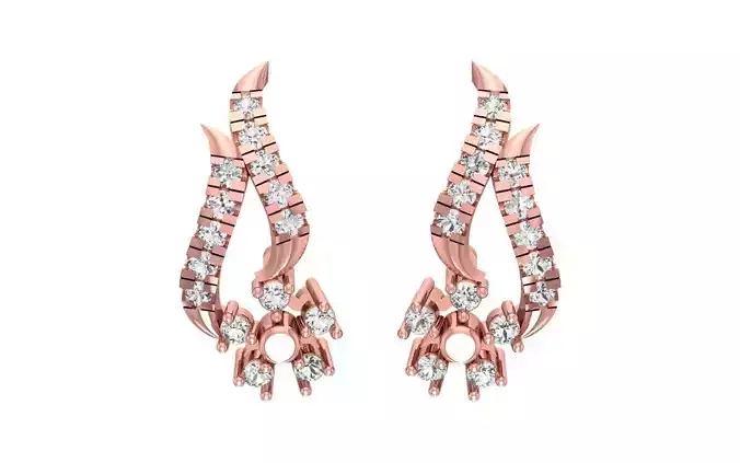 Antique Women Drop  Earrings 3dm STL OBJ FBX Render Details 3D print model