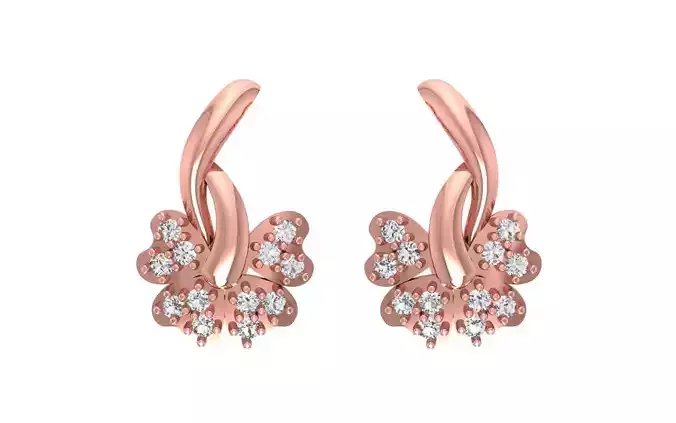 Women Twist Flower Earrings 3dm STL OBJ FBX Render Details