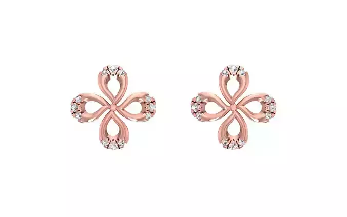 Small Flower Stud Bridal Earrings 3dm STL OBJ FBX Render Details 3D print model