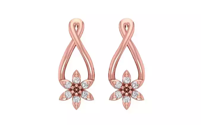 Long Flower Shape Drop  Women Earrings 3dm STL OBJRender Details 3D print model