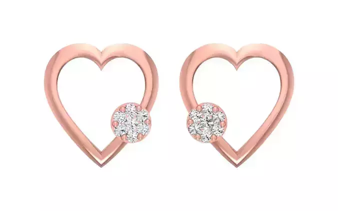 Women Heart Earrings 3dm STL OBJ FBX Render Details
