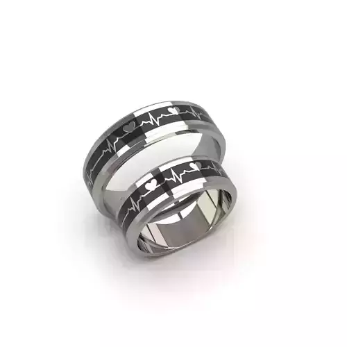 Wedding rings with heartbeat