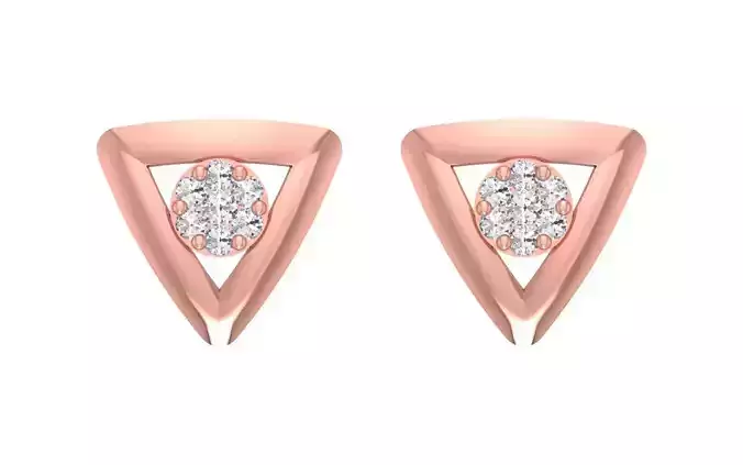 Triangle Shaped Women Stud Earrings 3dm STL OBJ Render Details