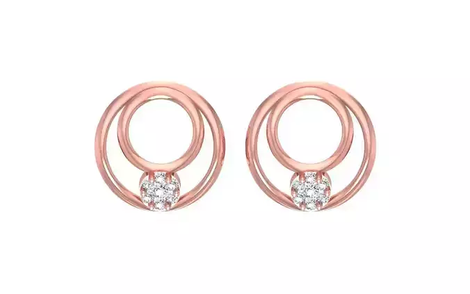 Double Round Stud Women Earrings 3dm STL OBJ FBX Render Details 3D print model