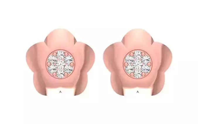 Stud Earrings Flower Shaped 3dm STL OBJ FBX Render Details