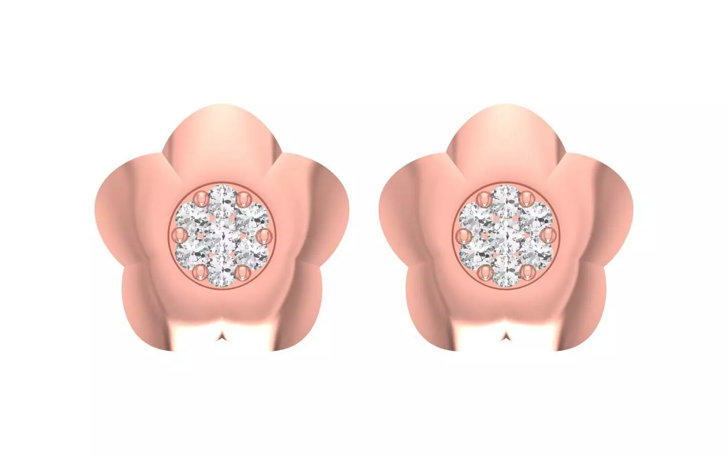 Stud Earrings Flower Shaped 3dm STL OBJ FBX Render Details 3D print model_0