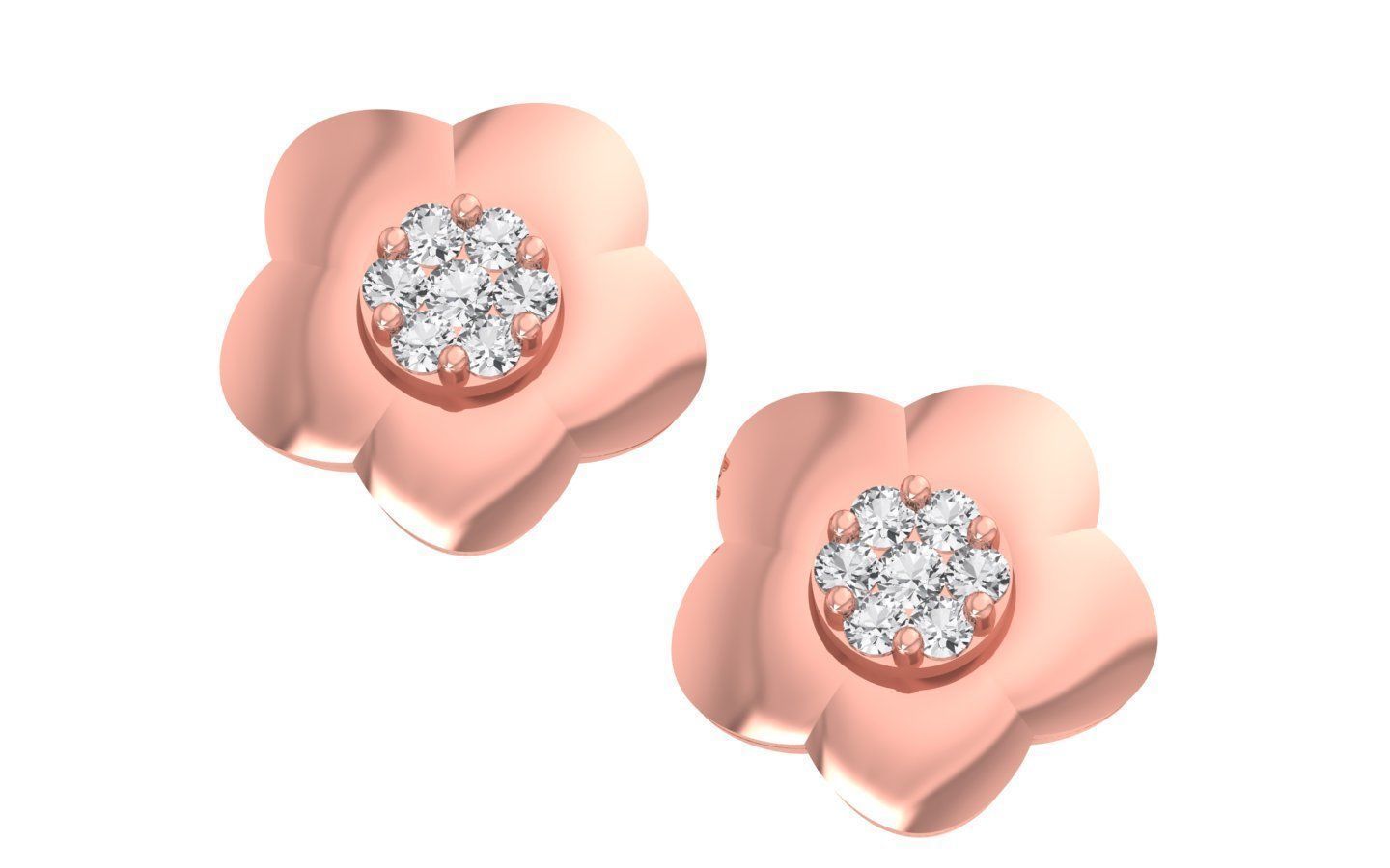 Stud Earrings Flower Shaped 3dm STL OBJ FBX Render Details 3D print model_1
