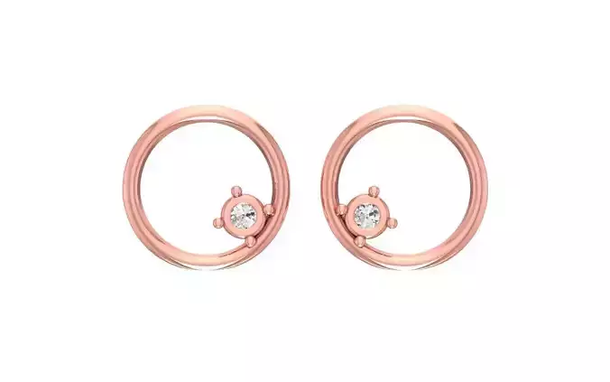 Round Shaped Stud Earrings 3dm STL OBJ FBX Render Details