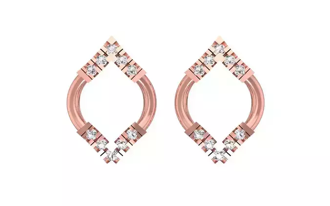 Marquise Shaped Women Earrings 3dm STL OBJ FBX Render Details 3D print model