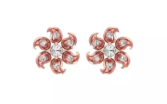 Women Flower Stud Earrings 3dm STL OBJ FBX Render Details 3D print model