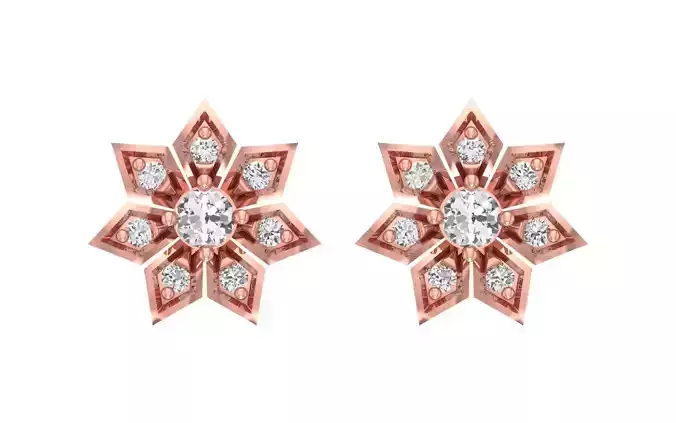 Women Flower Stud Earrings 3dm STL OBJ FBX Render Details 3D print model