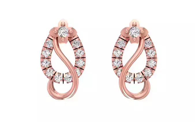 Women Stud Earrings 3dm STL OBJ FBX Render Details