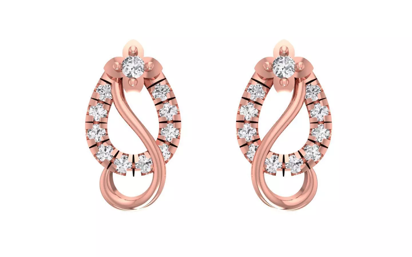 Women Stud Earrings 3dm STL OBJ FBX Render Details 3D print model_0