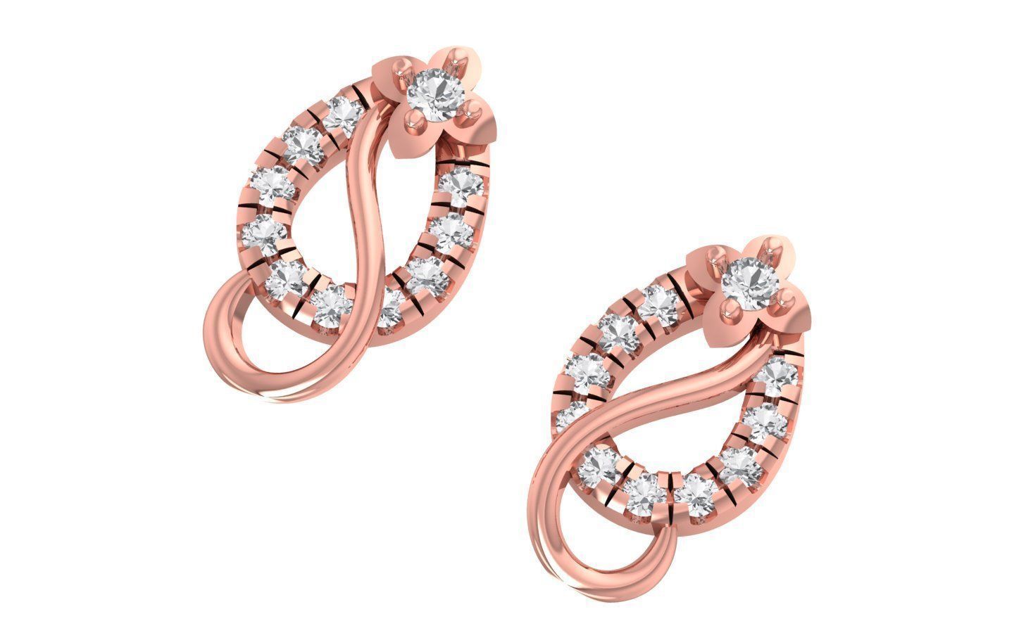 Women Stud Earrings 3dm STL OBJ FBX Render Details 3D print model_1