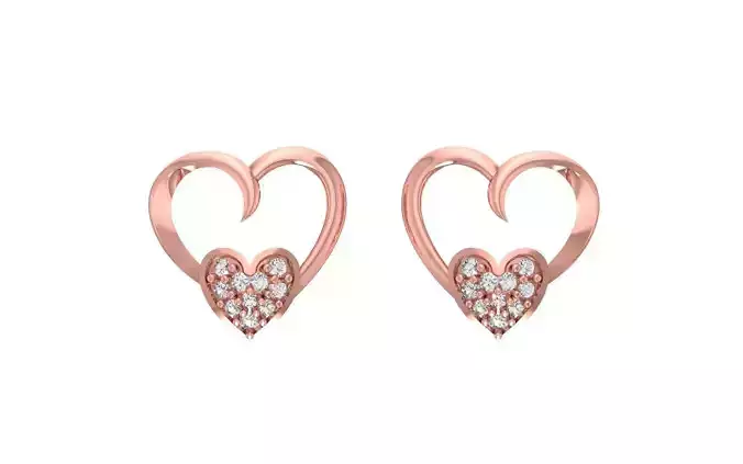 Women Double Heart Earrings 3dm STL OBJ FBX Render Details