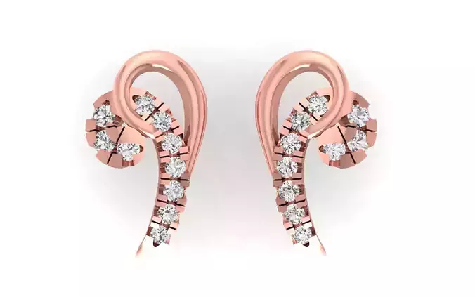 Women Stud Earrings 3dm STL OBJ FBX Render Details