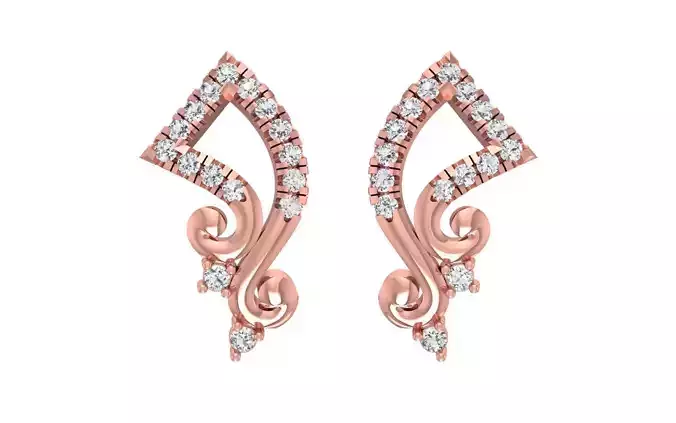 Flower Women Earrings 3dm STL OBJ FBX Render Details 3D print model