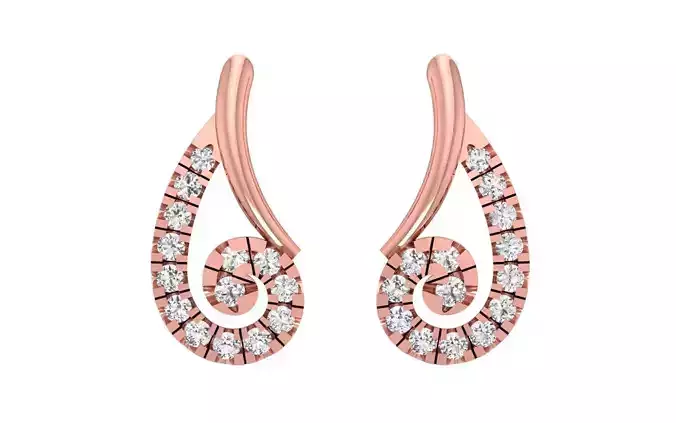 Minimalist Women Earrings 3dm STL OBJ FBX Render Details 3D print model