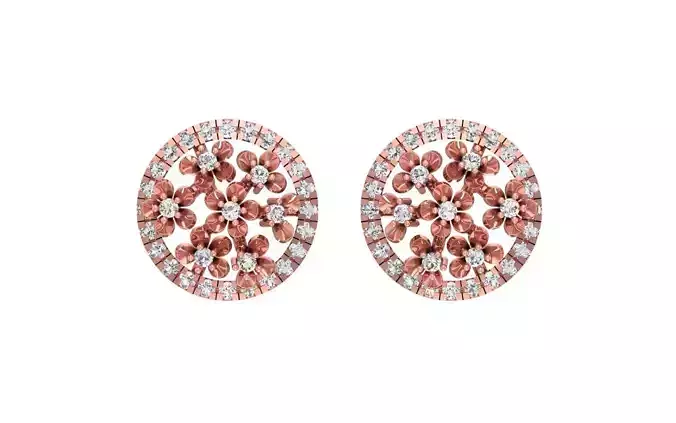 Rund Shaped Women Stud Earrings 3dm STL OBJ FBX Render Details 3D print model