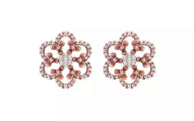 Women Stud Earrings 3dm STL OBJ FBX Render Details