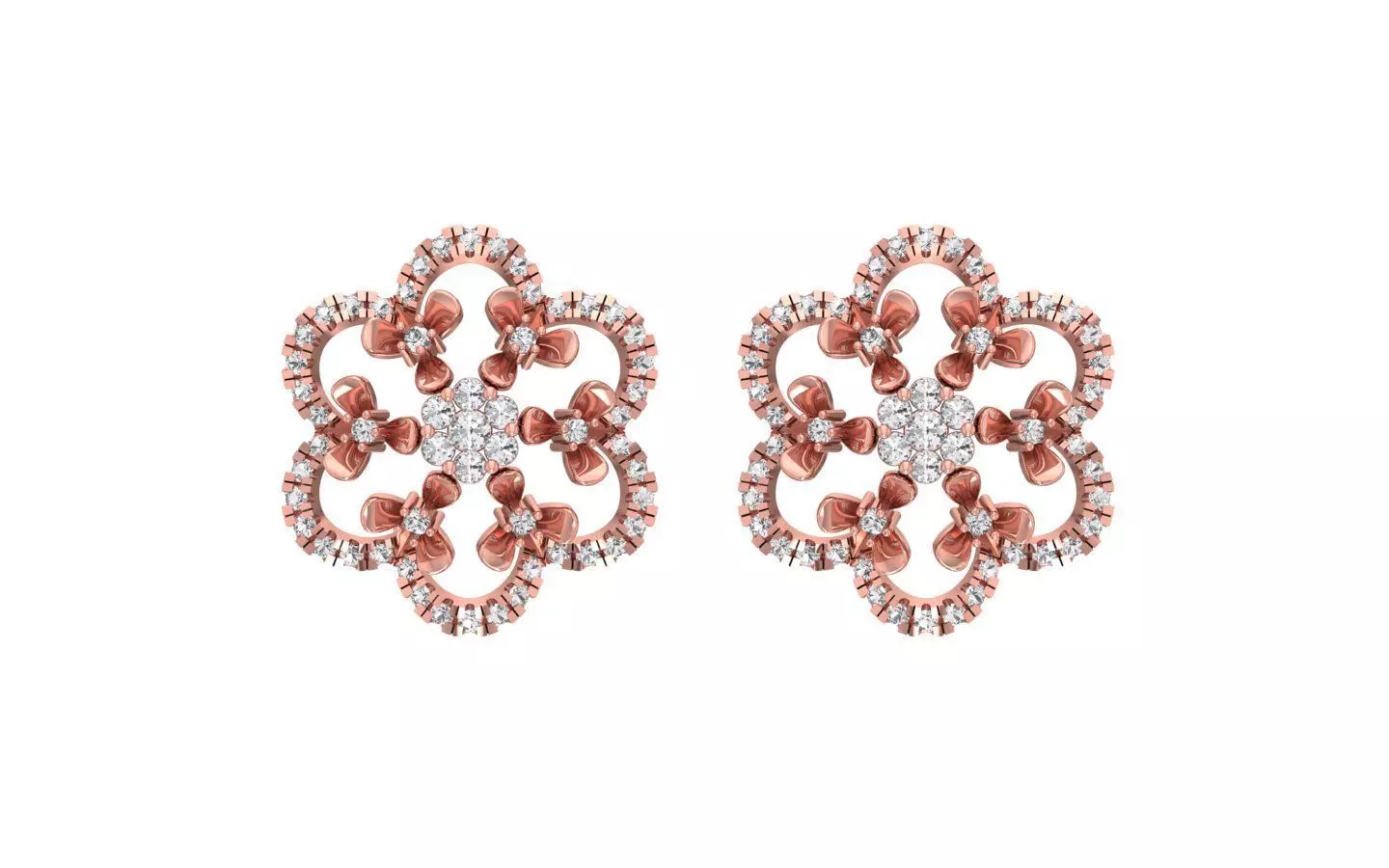 Women Stud Earrings 3dm STL OBJ FBX Render Details 3D print model_0