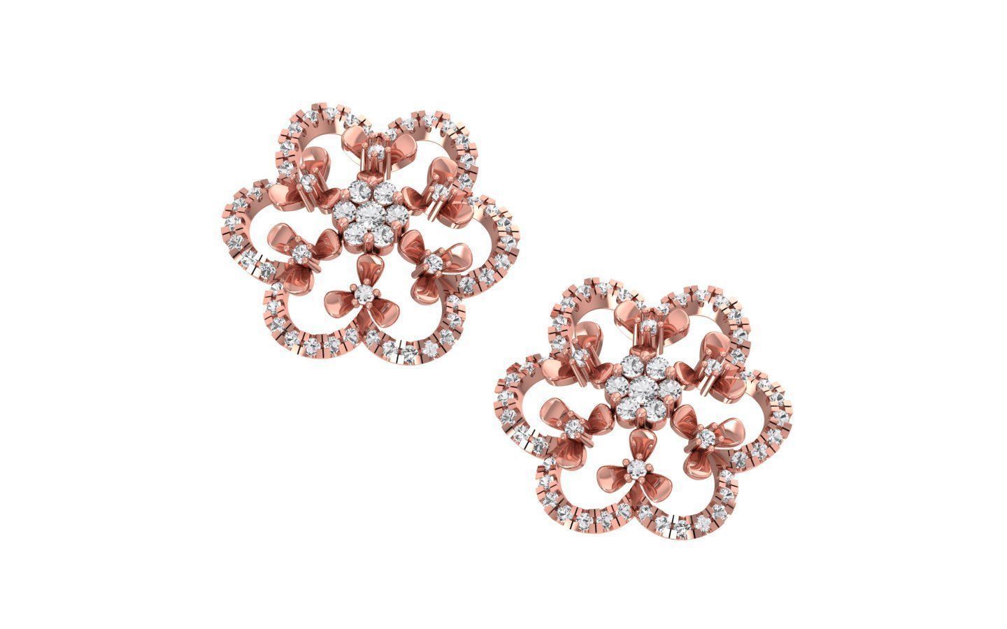 Women Stud Earrings 3dm STL OBJ FBX Render Details 3D print model_1